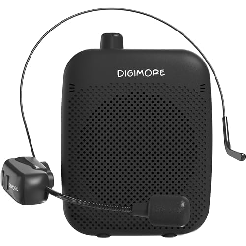 DIGIMORE Wireless Voice Amplifier for Teachers with Bluetooth | 10-Hr Battery | 10W Speaker | Wireless Headset Mic for Tour Guides, Teaching Mic, Factory Visits & PA System (D-1200 WL)