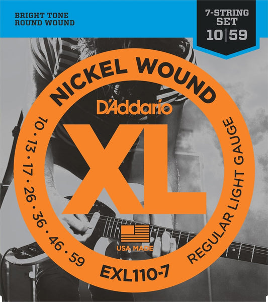 D`Addario EXL110-7 Nickel Wound Electric Guitar Strings - .010-.059 Regular Light 7-string