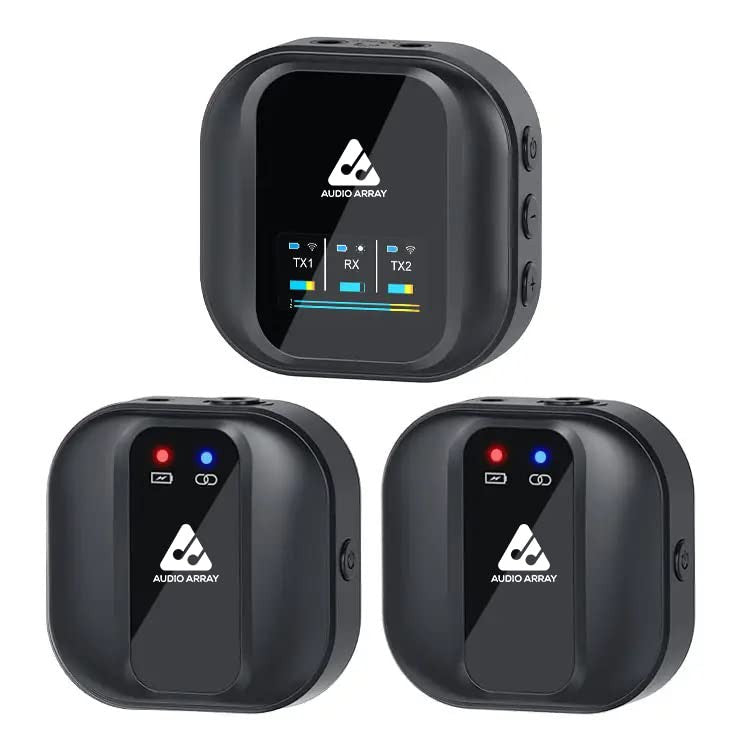 Audio Array AM-W10 Professional Dual Wireless Lapel Mics | 100m Range with ultra low latency