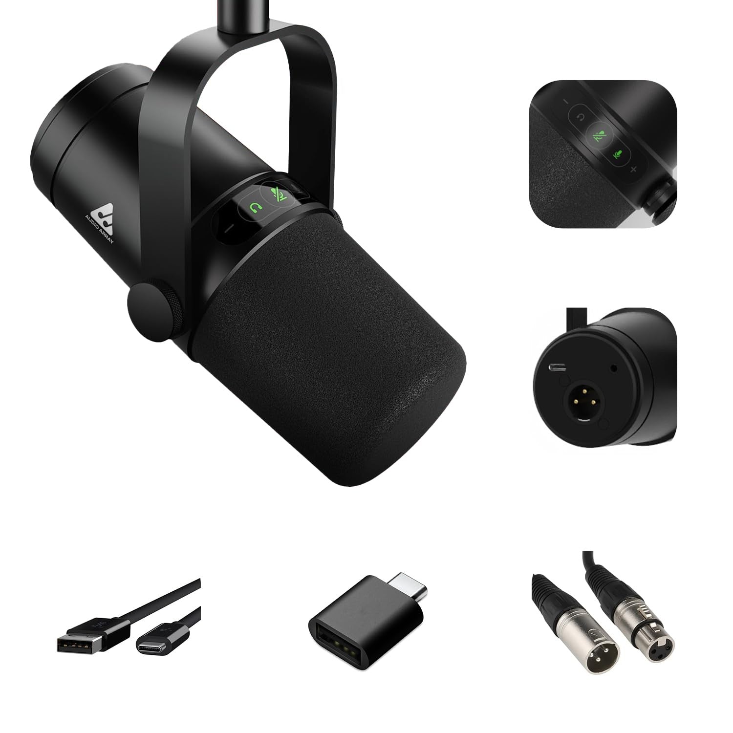 Audio Array AM-C44 XLR/USB Professional Dynamic Podcast Microphone ...