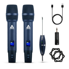 Audio Array AM-W34 UHF Dual Wireless Premium Metal Microphones | 6-8 Hours Receiver Battery Backup