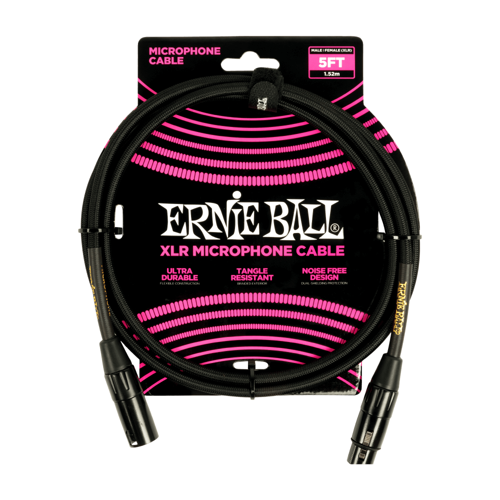 Ernie Ball Braided XLR Microphone Cable Male/Female - Black