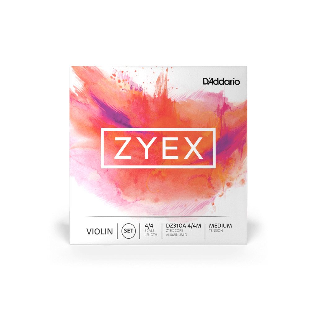 D'Addario DZ310A 4/4M ZYEX Violin String Set with Aluminum D, 4/4 Scale, Medium Tension