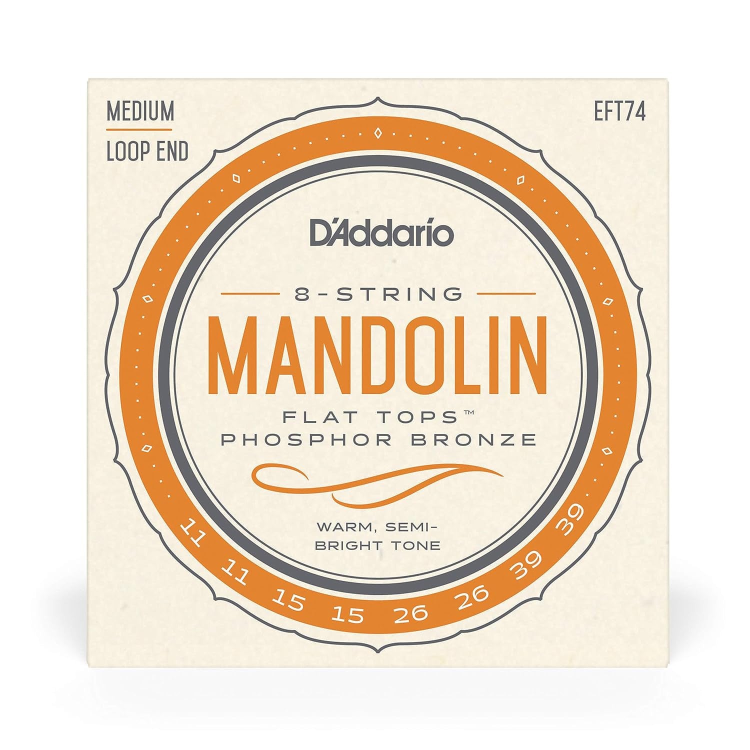 D'Addario EFT74 11-39 Flat Tops Medium, Mandolin Strings