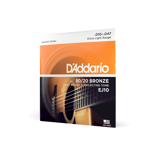 D'addario EJ10 10-47 Extra Light Acoustic Guitar Strings