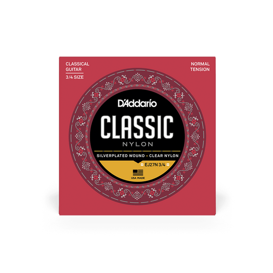 D'Addario EJ27N 3/4 Normal Tension 3/4 Size Nylon Student Classical Strings