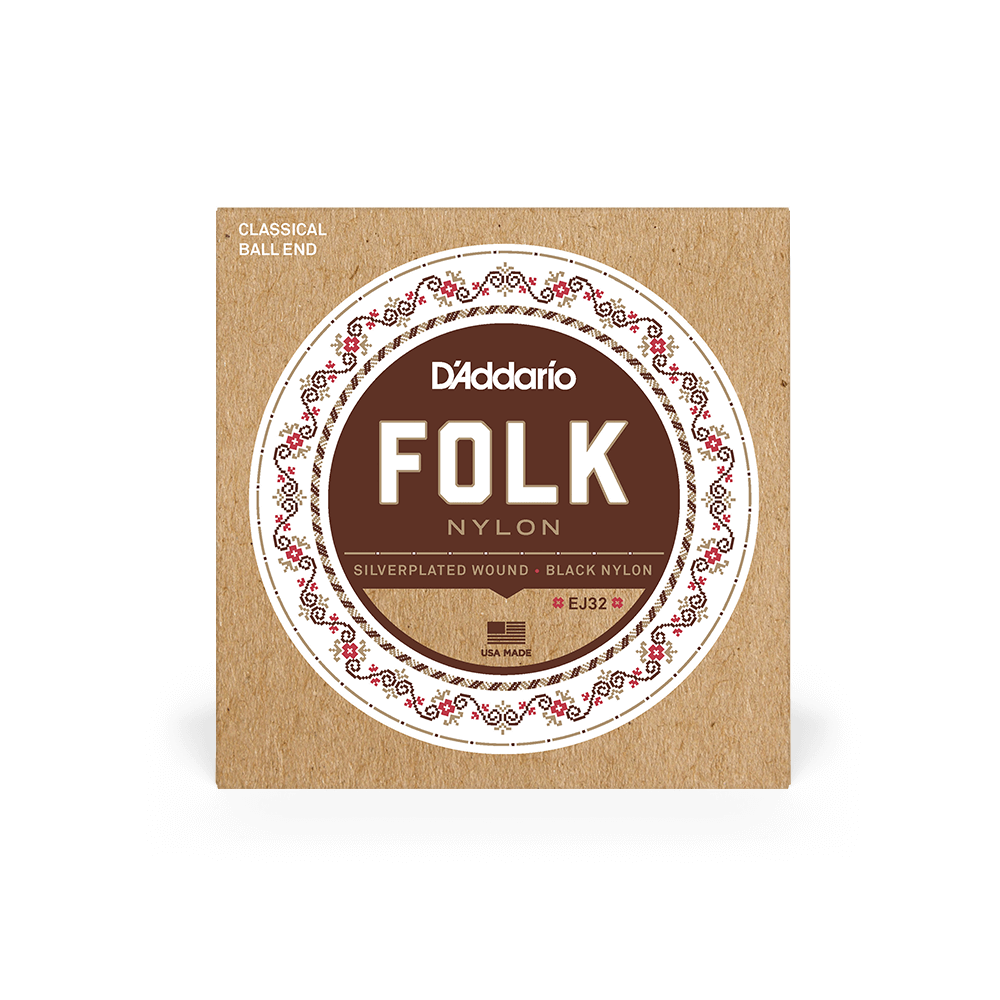 D'Addario EJ32 Normal Tension Ball End Silver-Wound/Black Nylon Classical Guitar Strings