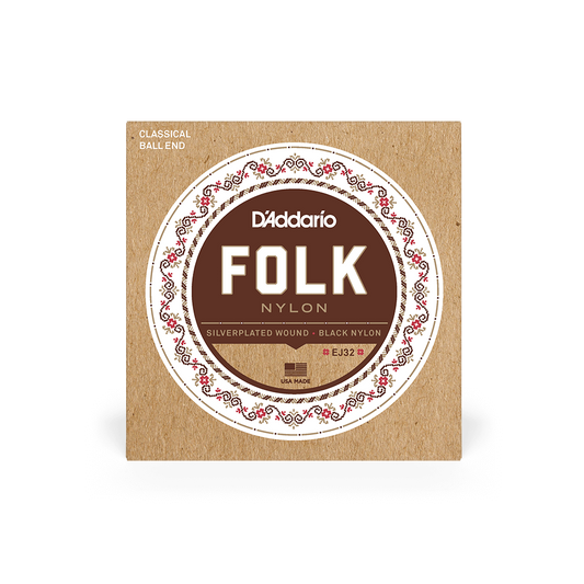 D'Addario EJ32 Normal Tension Ball End Silver-Wound/Black Nylon Classical Guitar Strings