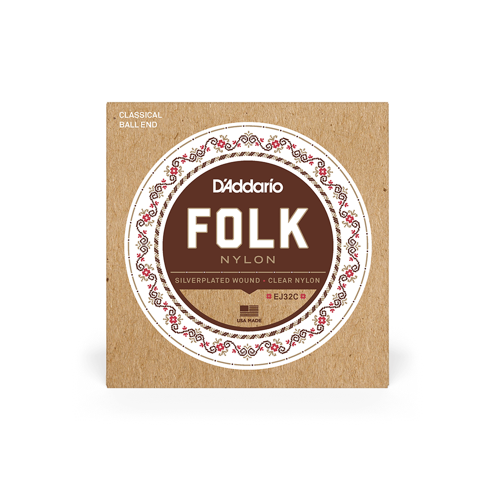 D'Addario EJ32C Normal Tension Ball End Silver-Wound/Clear Nylon Classical Guitar Strings