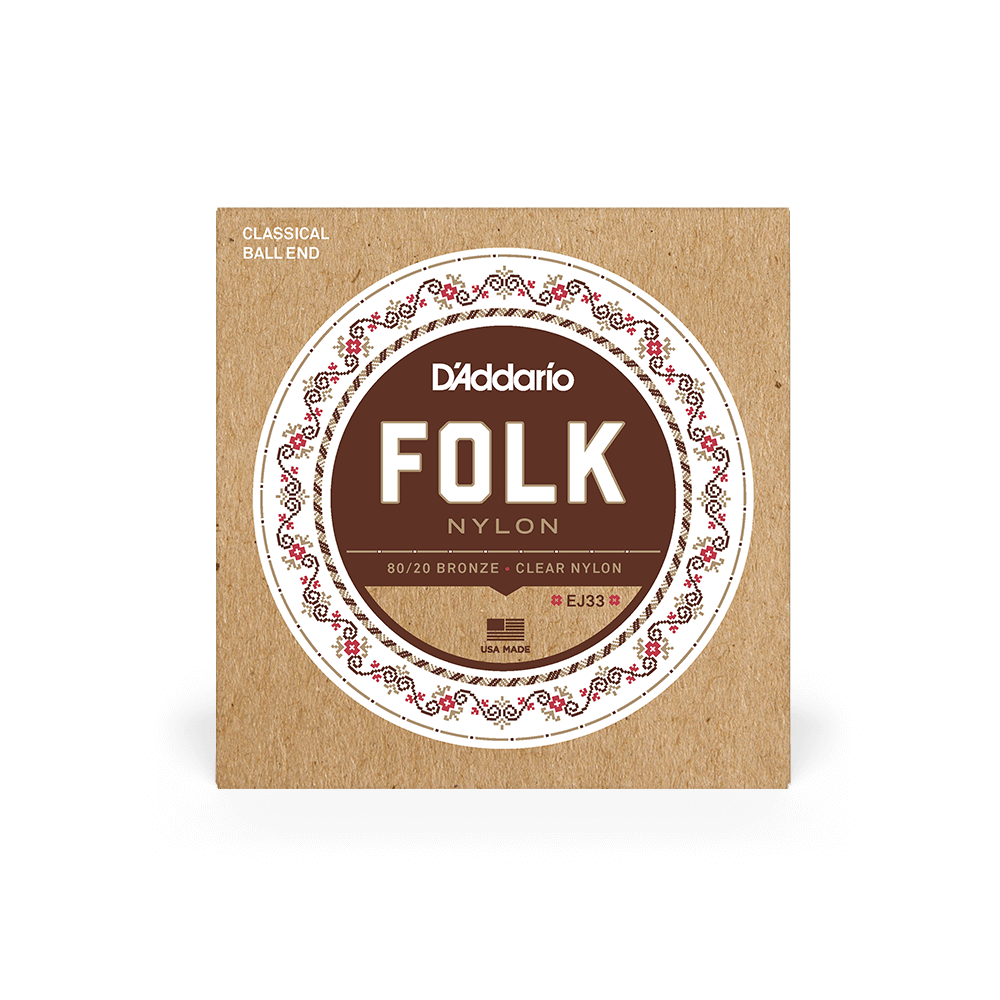 D'Addario EJ33 Normal Tension Ball End 80/20 Bronze/Clear Nylon Classical Guitar Strings