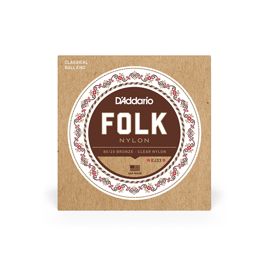 D'Addario EJ33 Normal Tension Ball End 80/20 Bronze/Clear Nylon Classical Guitar Strings