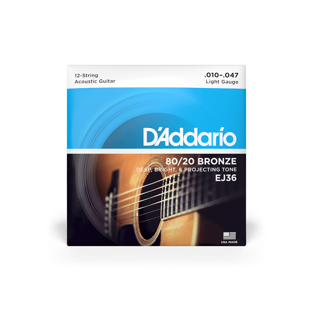 D'Addario EJ36 10-47 Light 12-String Acoustic Guitar Strings