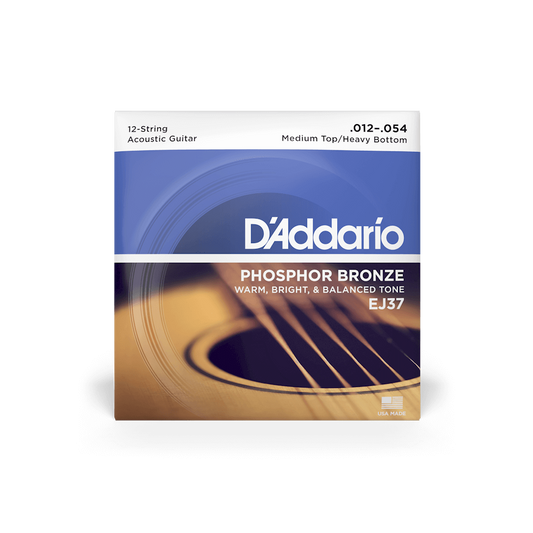 D'Addario EJ37 12-54 Medium Top/Heavy Bottom 12-String Acoustic Guitar Strings
