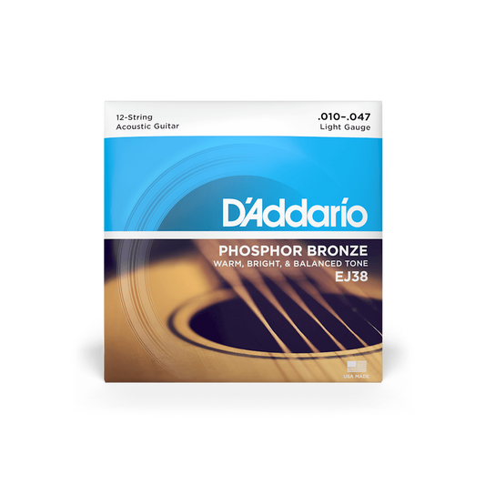 D'Addario EJ38 10-47 Light 12-String Acoustic Guitar Strings