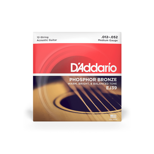 D'Addario EJ39 12-52 Medium 12-String Acoustic Guitar Strings