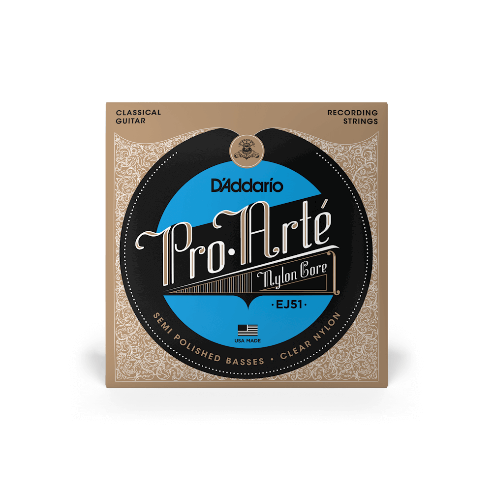 D'Addario EJ51 Hard Tension Nylon with Polished Basses Classical Guitar Strings