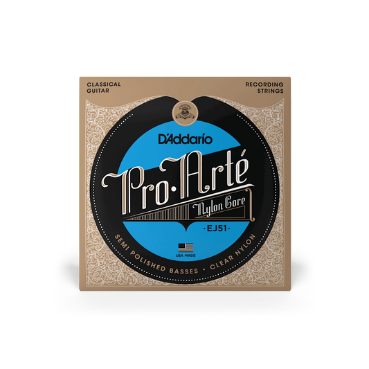 D'Addario EJ51 Hard Tension Nylon with Polished Basses Classical Guitar Strings