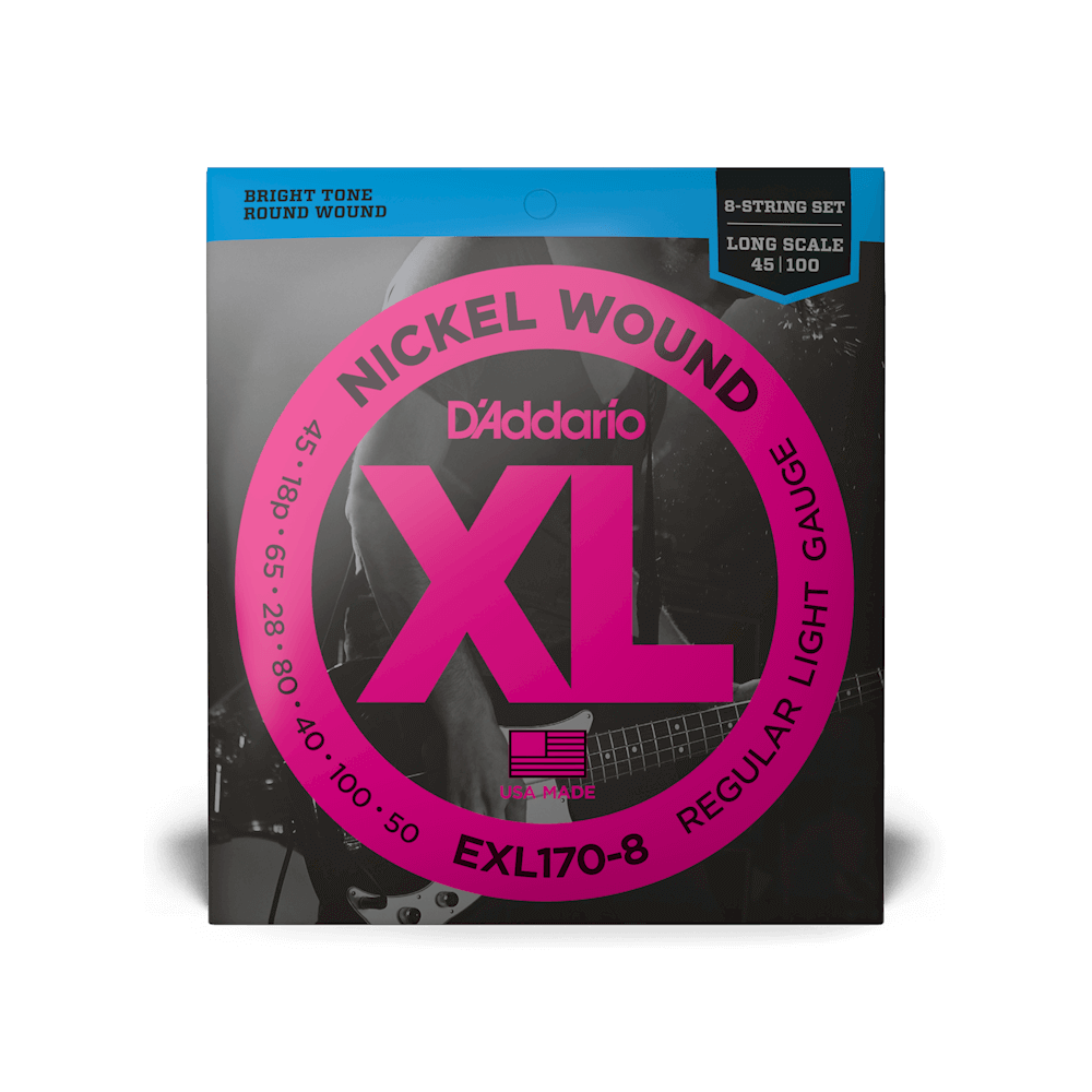D'Addario EXL170-8 45-100 Regular Light Long Scale 8-String Bass Strings