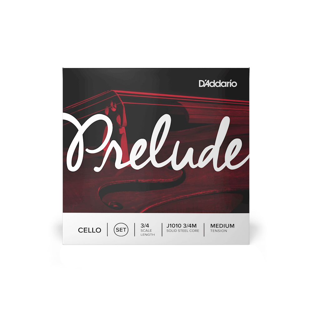 D'Addario J1010 3/4M Prelude Cello String Set String Set, 3/4 Scale, Medium Tension