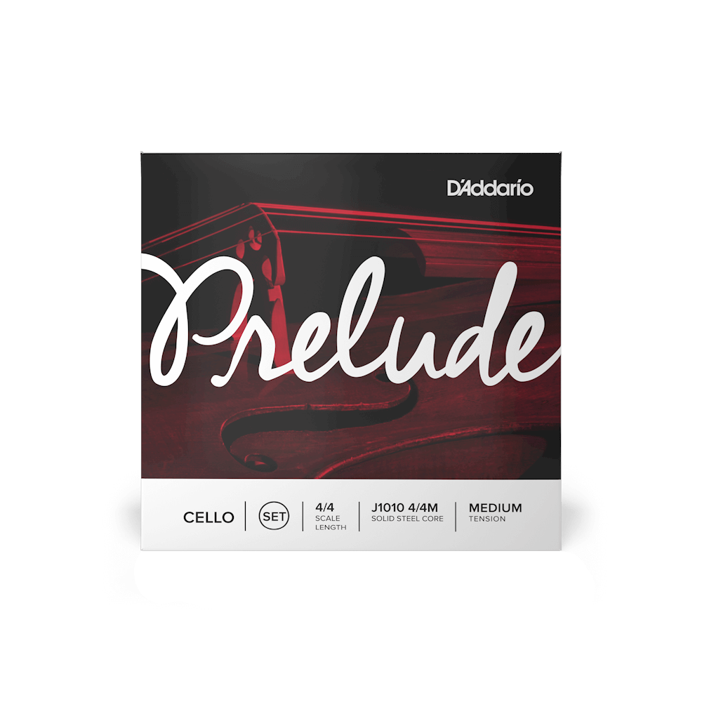 D'Addario J1010 4/4M Prelude Cello String Set String Set, 4/4 Scale, Medium Tension