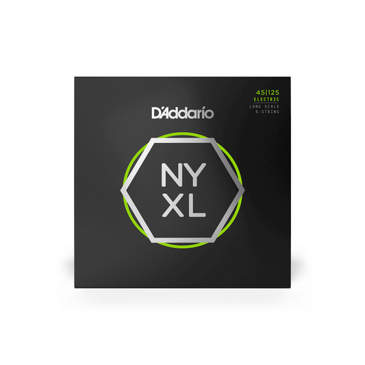 D'Addario NYXL45125 45-125 Light Top/Medium Bottom Long Scale 5-String Bass Strings