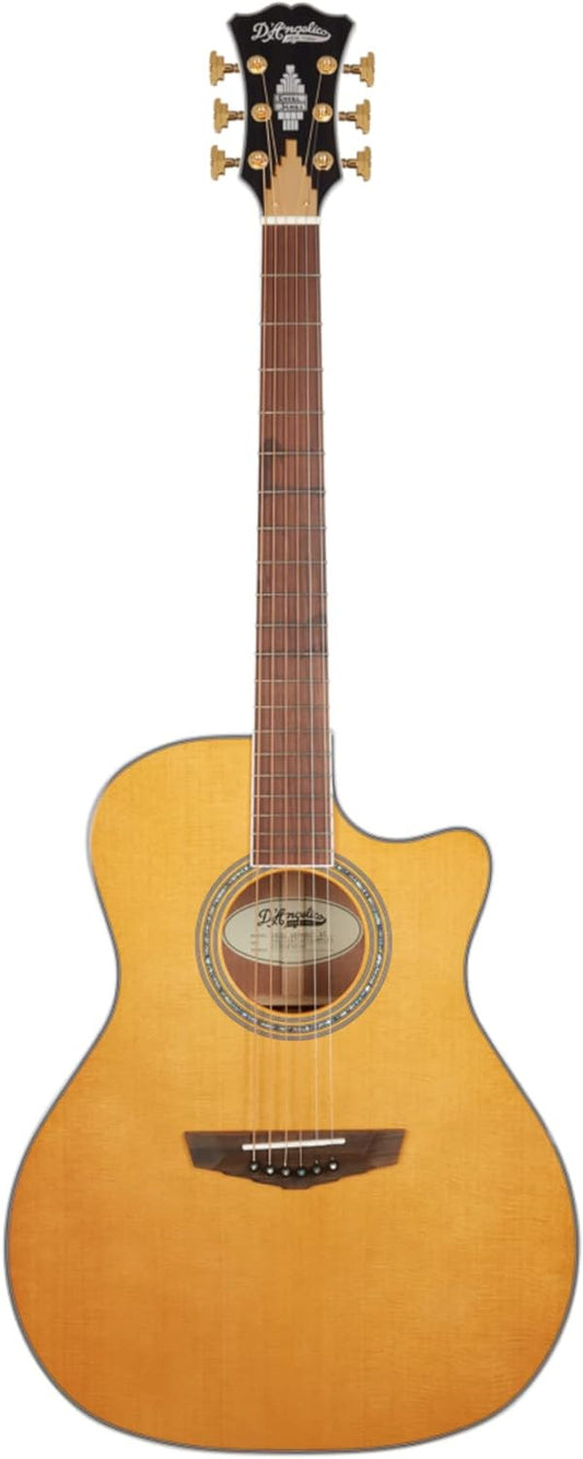 D'Angelico Acoustic Guitar Excel Gramercy with Cutaway Electronics - Vintage Natural DAEG200VNATGP