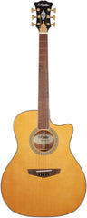 D'Angelico Acoustic Guitar Excel Gramercy with Cutaway Electronics - Vintage Natural DAEG200VNATGP