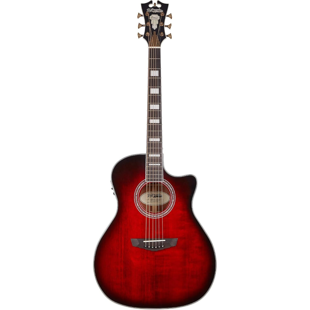 D'Angelico Acoustic Guitar Premier Series Gramercy with Cutaway Electronics - Trans Black Cherry Burst DAPG200TBCBAPS