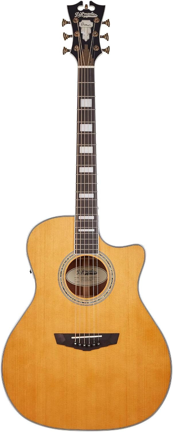 D'Angelico Acoustic Guitar Premier Series Gramercy with Cutaway Electronics - Vintage Natural DAPG200VNATAPS