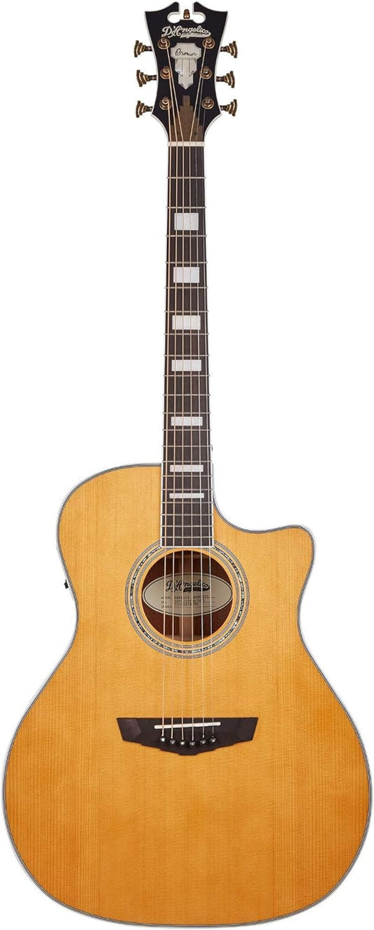 D'Angelico Acoustic Guitar Premier Series Gramercy with Cutaway Electronics - Vintage Natural DAPG200VNATAPS