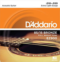D'Addario EZ900 85/15 Bronze Full, Bright Tone Acoustic Guitar Strings - 10-50
