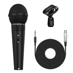 Digimore D-1020 Cardioid Dynamic Microphone with 20ft XLR Cable & Mic Holder for Vocals and Live Performances