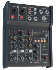 Digimore D-200 4-Channel Audio Mixer, 48V Phantom Power, USB, Bluetooth