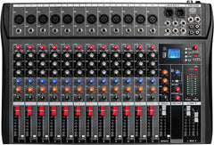 Digimore D-285 12-Channel Mixer, XLR & 6.35mm Inputs, USB, BT, 48V Phantom Power, 5-Band EQ, FX