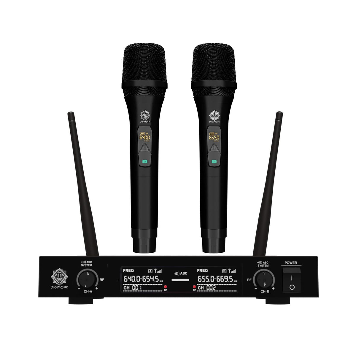 Digimore D-310 , 100-Channel UHF Wireless Mic System with 2 Handheld Mics – For Events & Karaoke