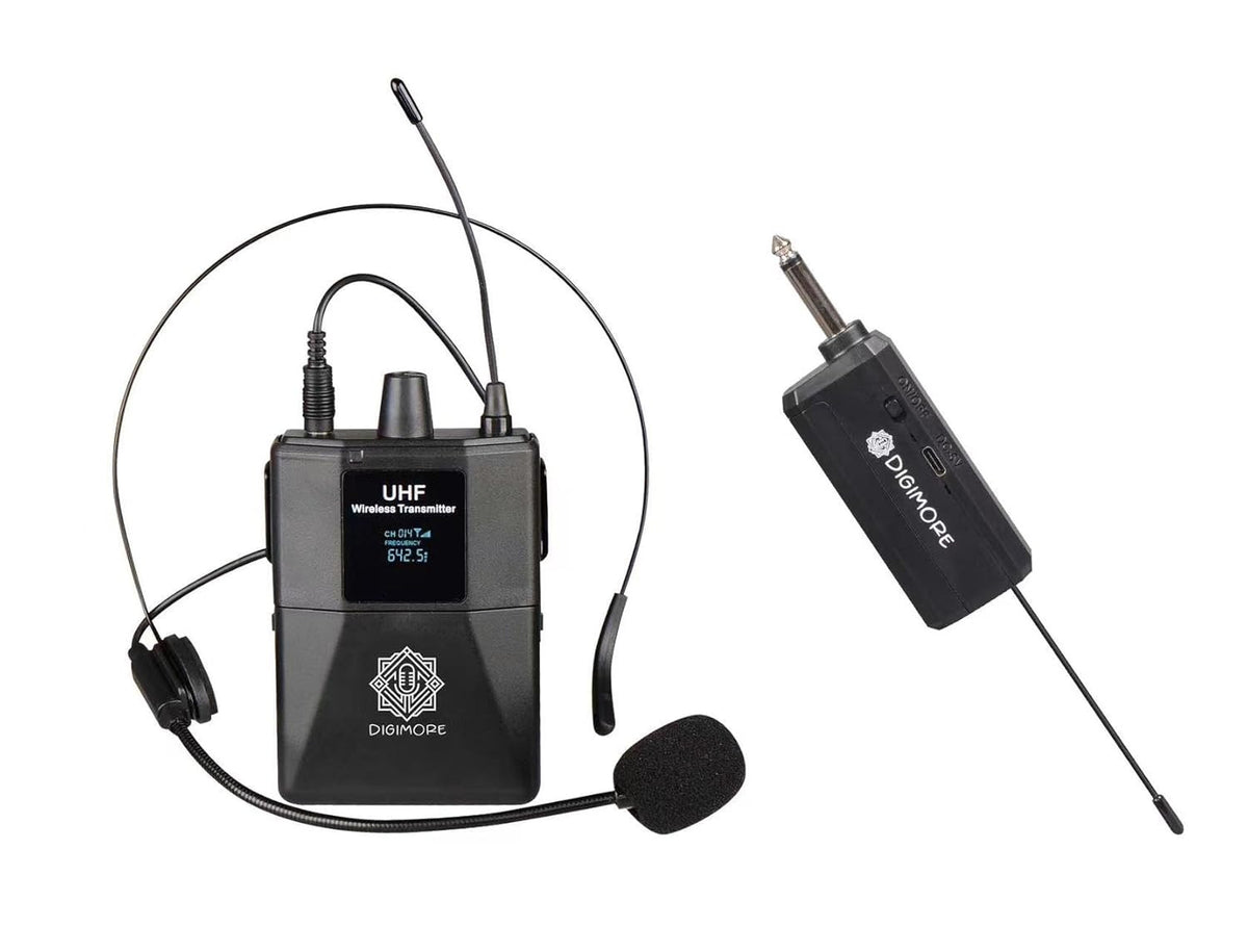 Digimore D-341 UHF Wireless Microphone Set – Headset & Bodypack for Karaoke, DJ, Stage, Wedding , Conference