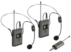 Digimore D-355 UHF Dual Wireless Headset Mic, Rechargeable Receiver, 1/4" Output for Events