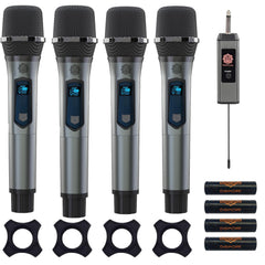 Digimore D-360 UHF 4-Channel Wireless Microphone System for House Parties, Outdoor Party, Singing