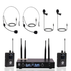 Digimore D-370 UHF Dual Wireless Mic System Lavalier & Headset Mics for PA, Karaoke & More