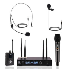 Digimore D-380 Wireless Mic System – Handheld, Headset & Lapel Mics, 2 x 30 UHF Frequencies