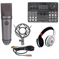 Digimore D-410 Podcast Recording Bundle 48V mic bundle with M300 voice changer, perfect for podcasting, streaming, and recording