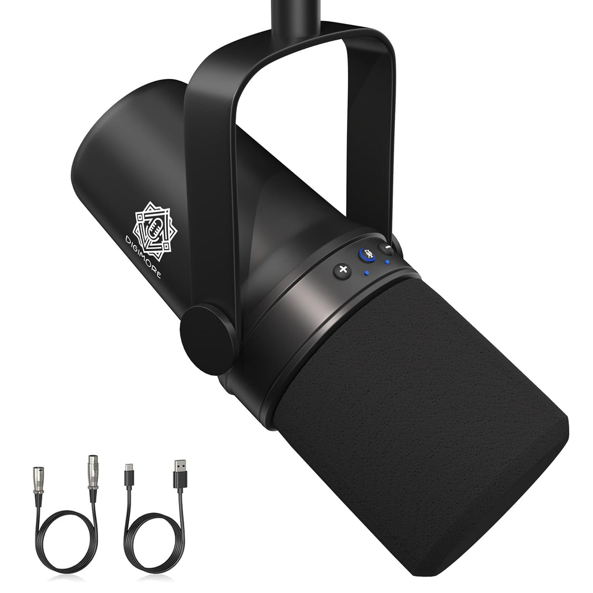 DIGIMORE D-490 Dynamic Podcast Microphone Kit | USB/XLR, 24-Bit/192kHz, Headphone Output, Mute & Gain Controls