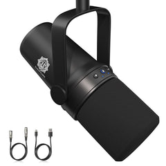 DIGIMORE D-490 Dynamic Podcast Microphone Kit | USB/XLR, 24-Bit/192kHz, Headphone Output, Mute & Gain Controls