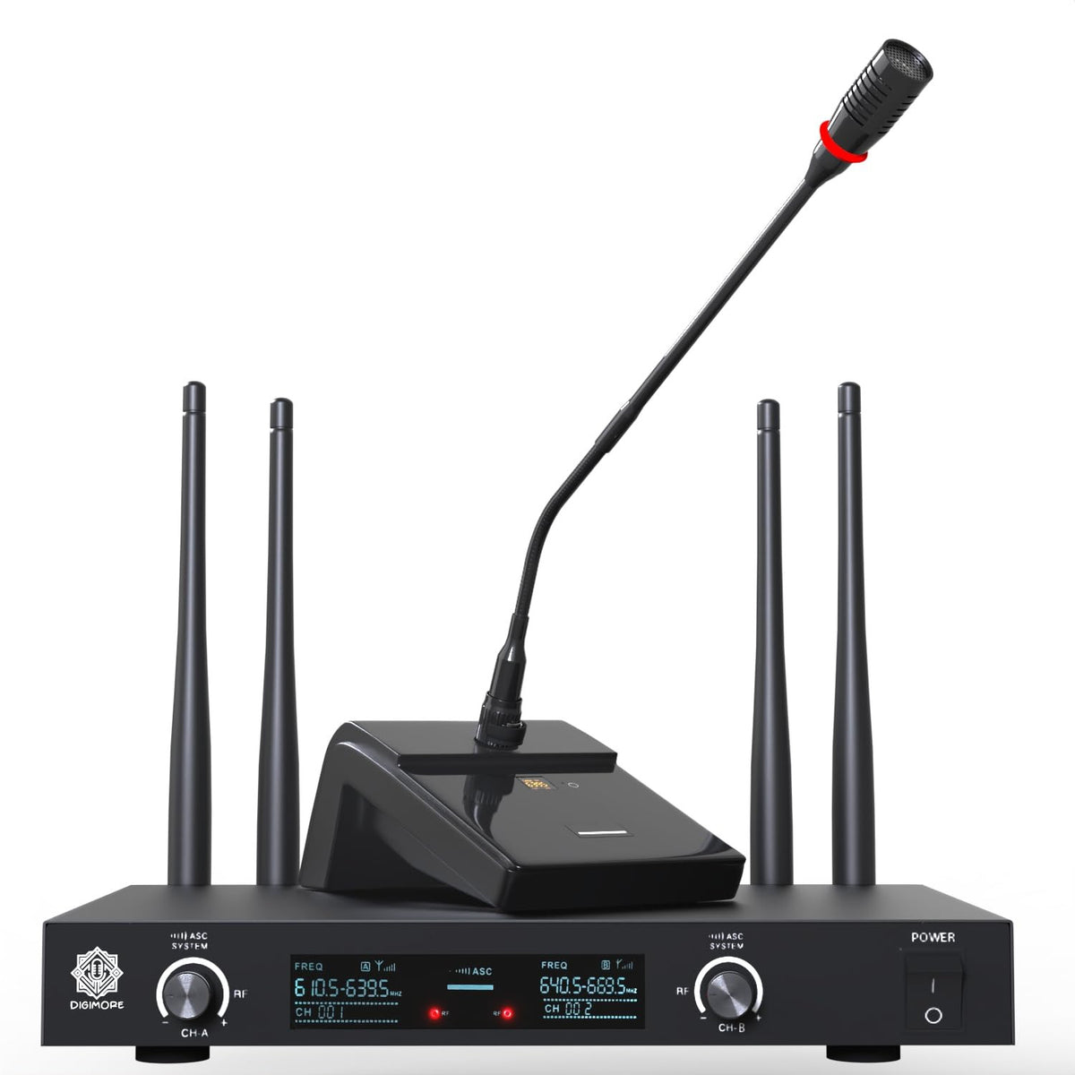 Digimore D-600 UHF Gooseneck Microphone – 300ft Range, 30 Channels, XLR