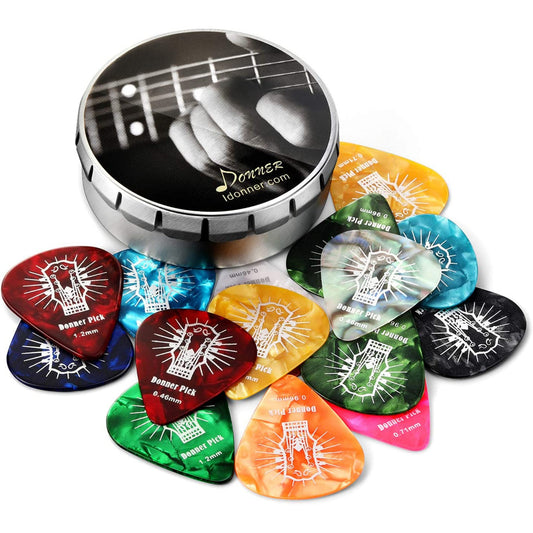 Donner 16-Pack Celluloid Guitar Picks in various thicknesses