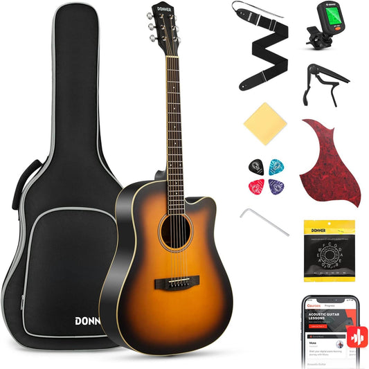 Donner D1 Full Size 41 Inch Dreadnought Cutaway Acoustic Guitar