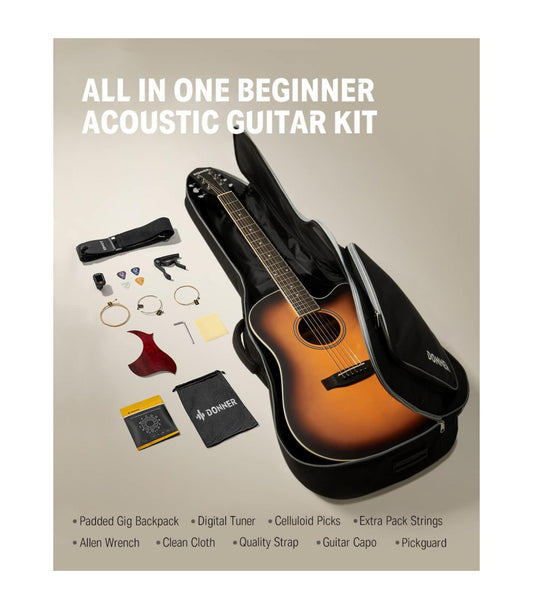 Donner D1 Full Size 41 Inch Dreadnought Cutaway Acoustic Guitar