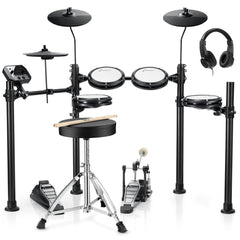 Donner DED-95 Electric Drum Set is a beginner-friendly kit with 180 sounds, mesh drums, and a kick drum