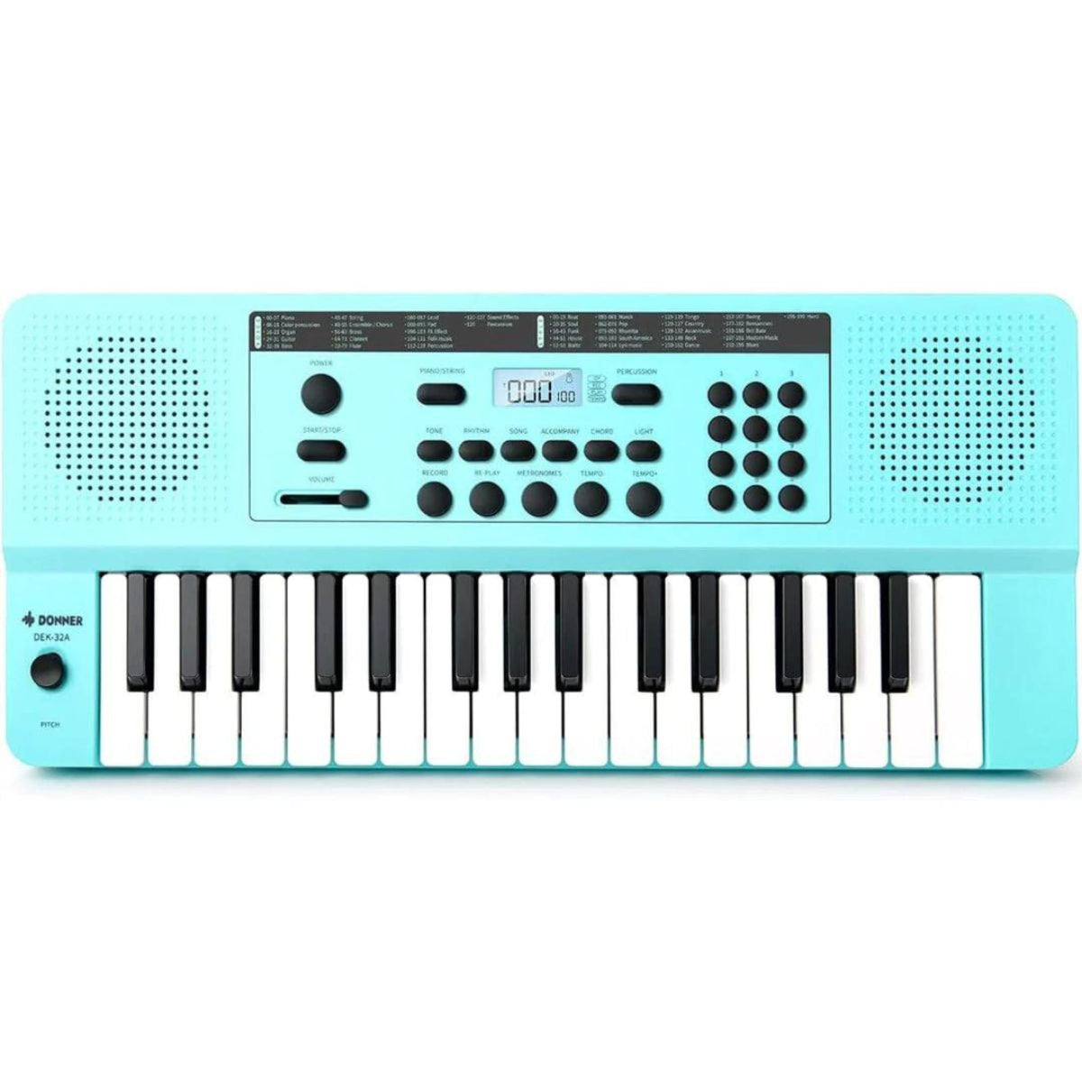 Donner DEK-32A 32-Key Mini Keyboard Piano for Beginners with LED Teaching Mode, Sliding-Tone Joystick, and Portable Design
