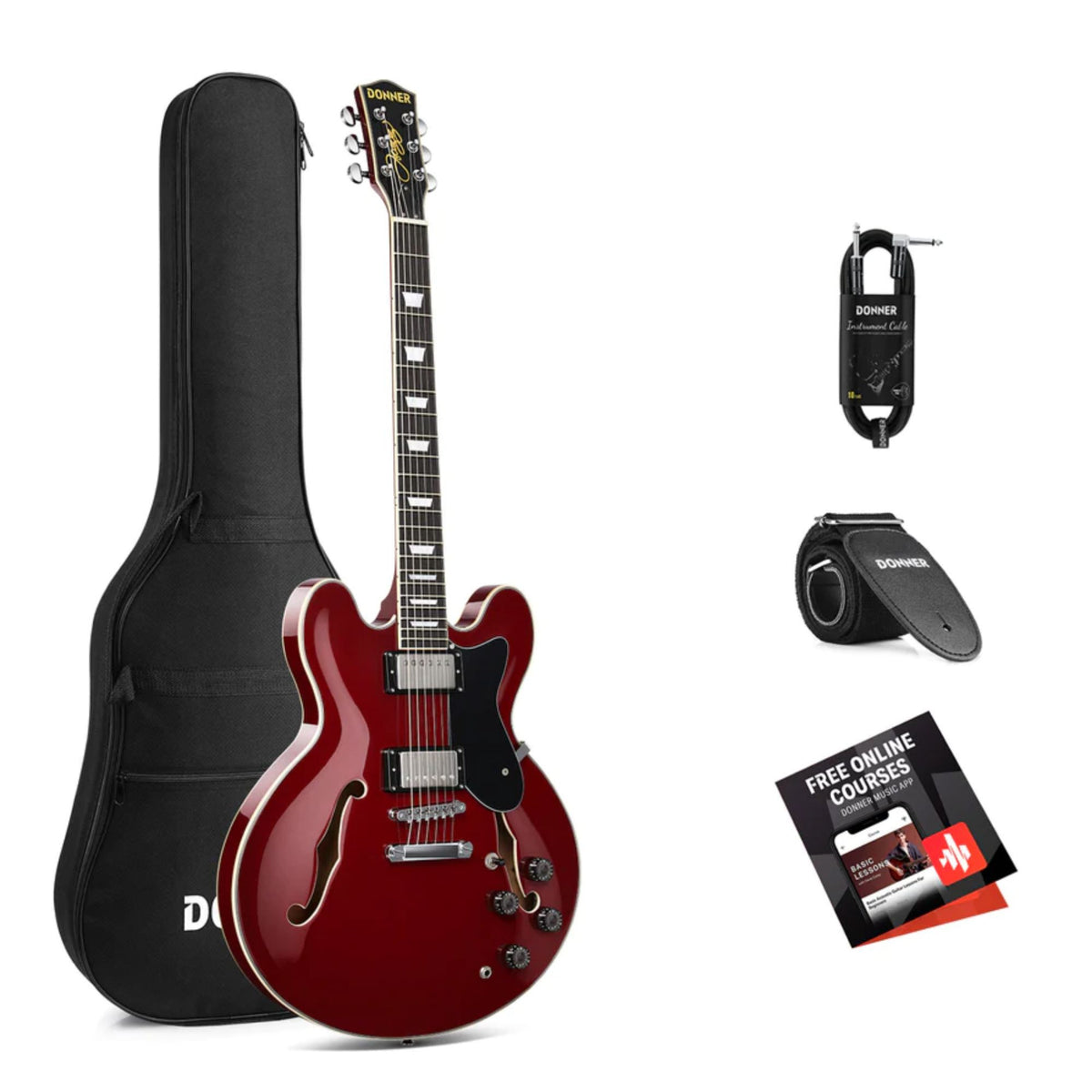 Donner DJP-1000 Semi-Hollow Electric Guitar Accessories